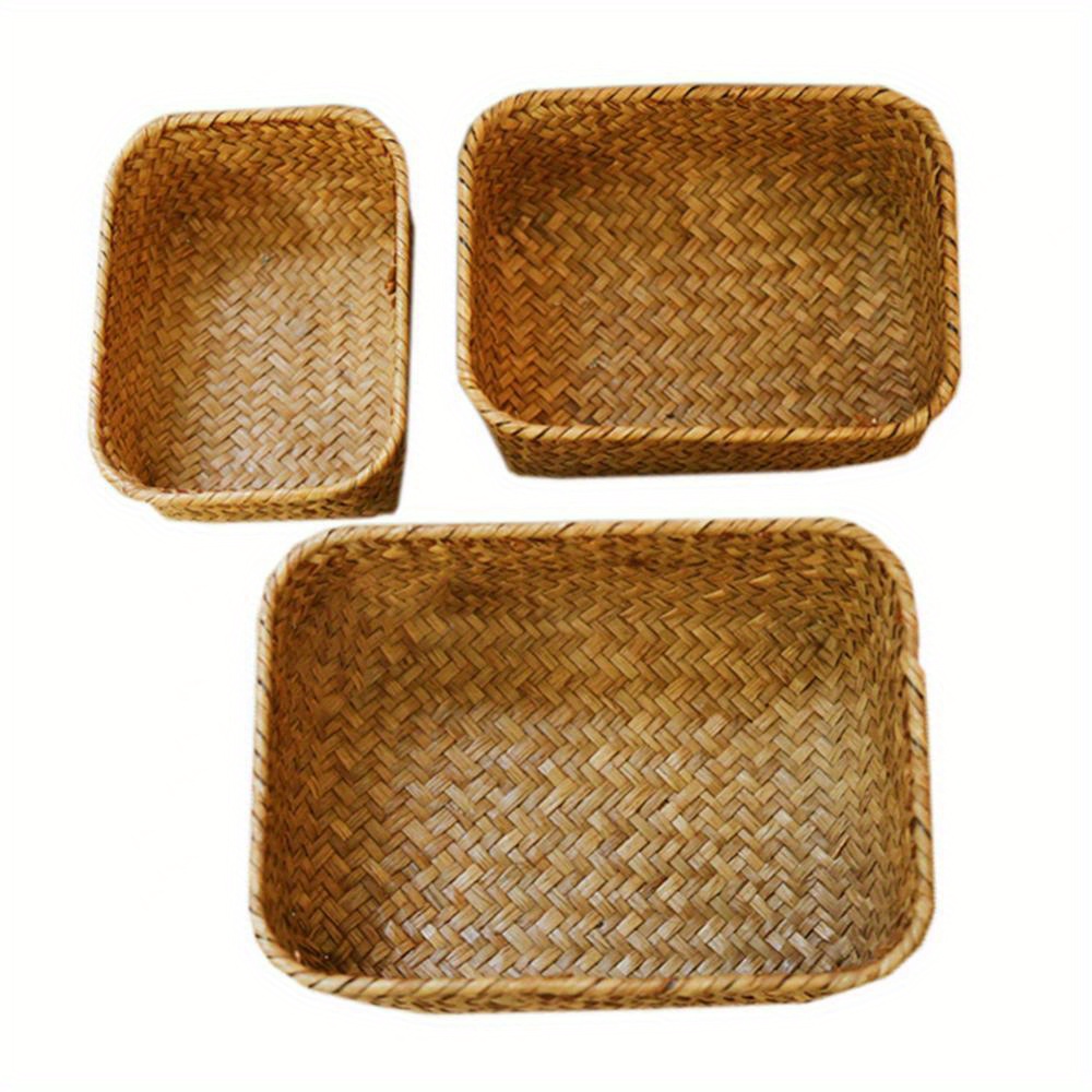 Woven Storage Baskets, Wicker Basket, Straw Pot Rattan Basket, Desktop