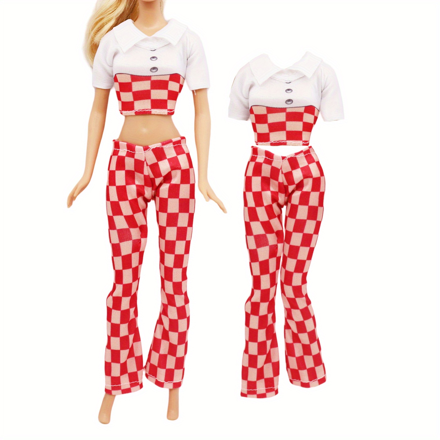 Compre Conjunto de roupas de boneca para barbie 1/6 bjd, camisa para casa  de bonecas, tops e calças jeans, roupas casuais para crianças, brinquedos  diy