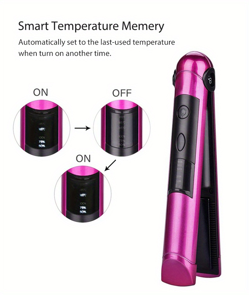 2 in 1 flat iron usb wireless hair straightener portable professional cordless roller curler ceramic fast heating styling tools details 5