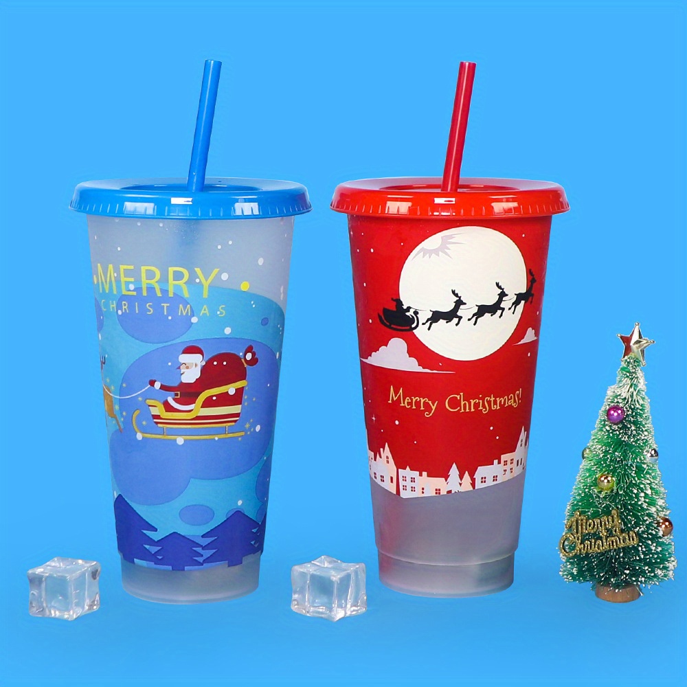 Color Changing Cute Water Cup, Temperature Sensitive Straw Water Cup With  Lid, Reusable Ice Drinking Cups For Halloween, Christmas Gift - Temu