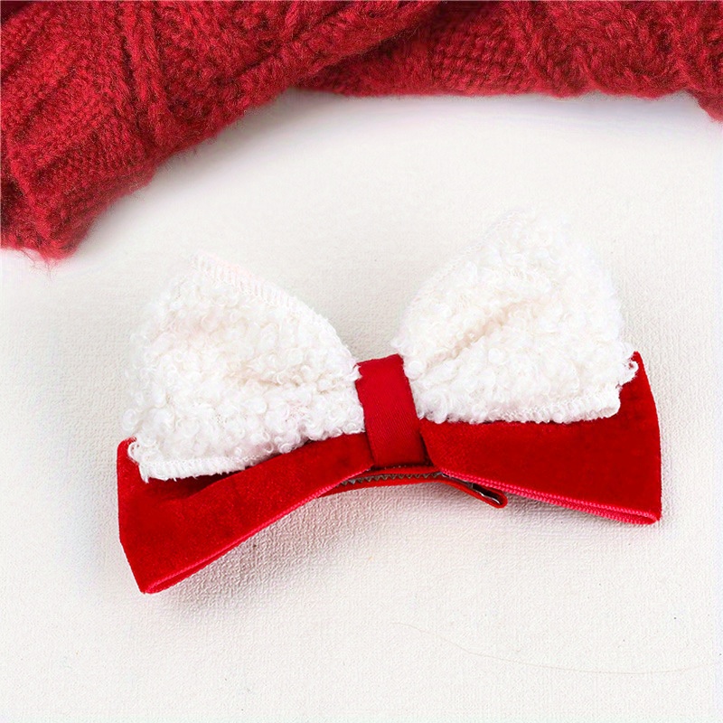 The Suzanne Red Bow Big, Double Layered Bright Christmas Red Hair Clip,  Holiday Hair Accessory 