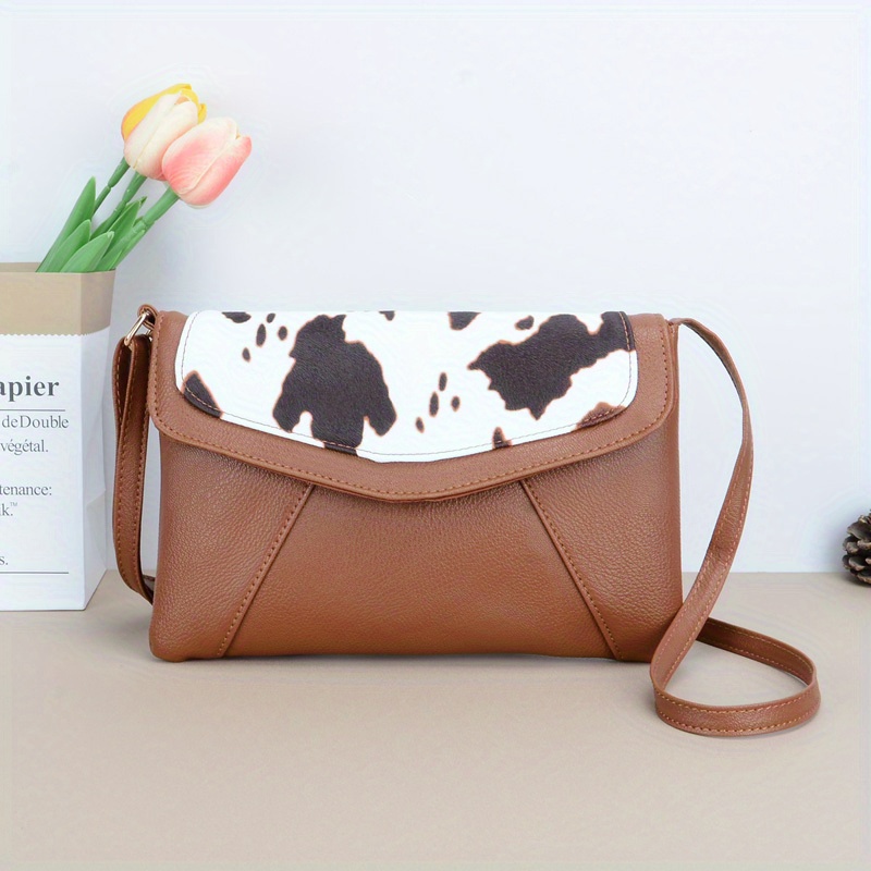 Brown Cow Pattern Bag Set, Women's Classic Shoulder Tote Bag, Classic  Square Crossbdoy Bag And Clutch Pouch - Temu