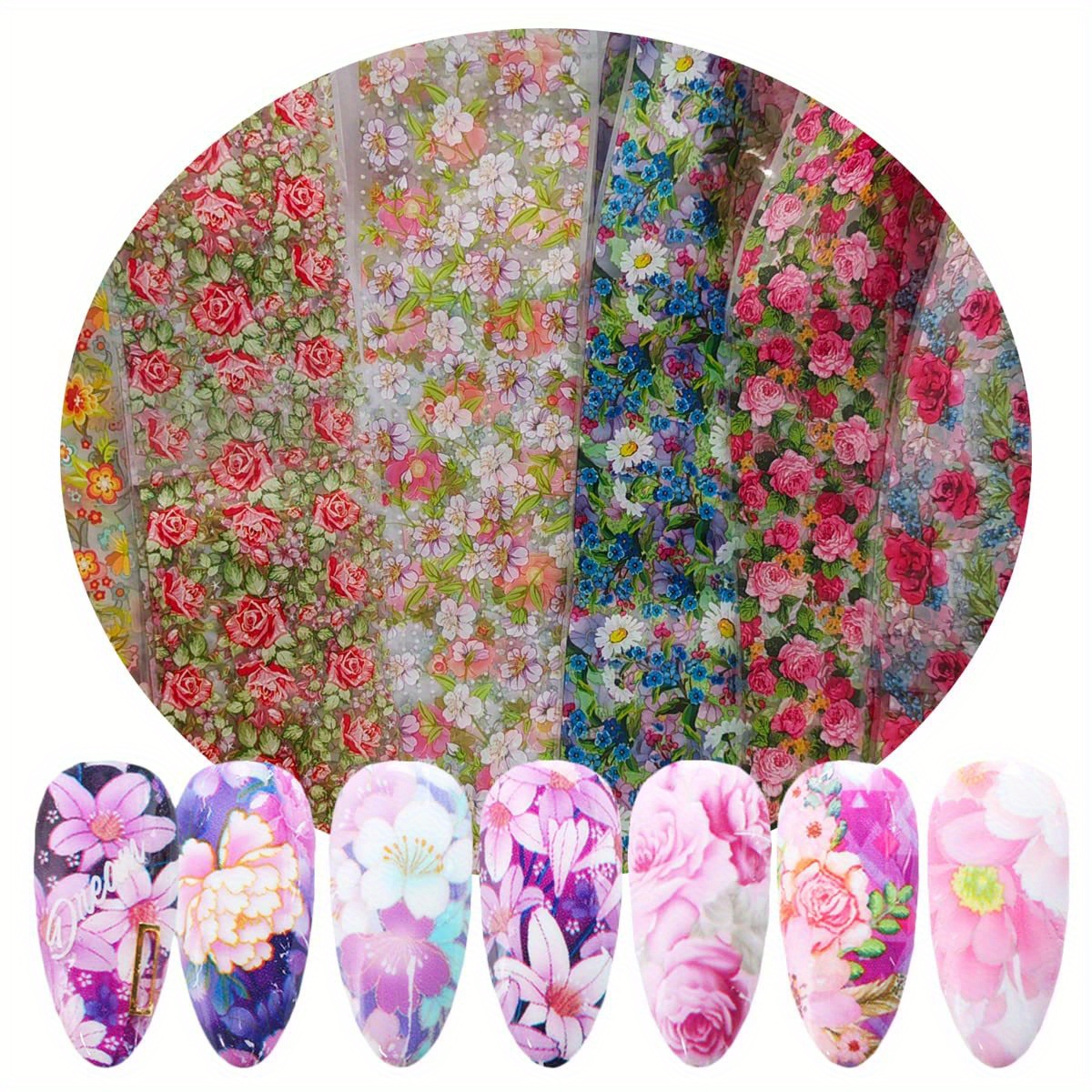 Kitcheniva Holographic Flower Nail Foils Decal Nail Art Transfer Sticker