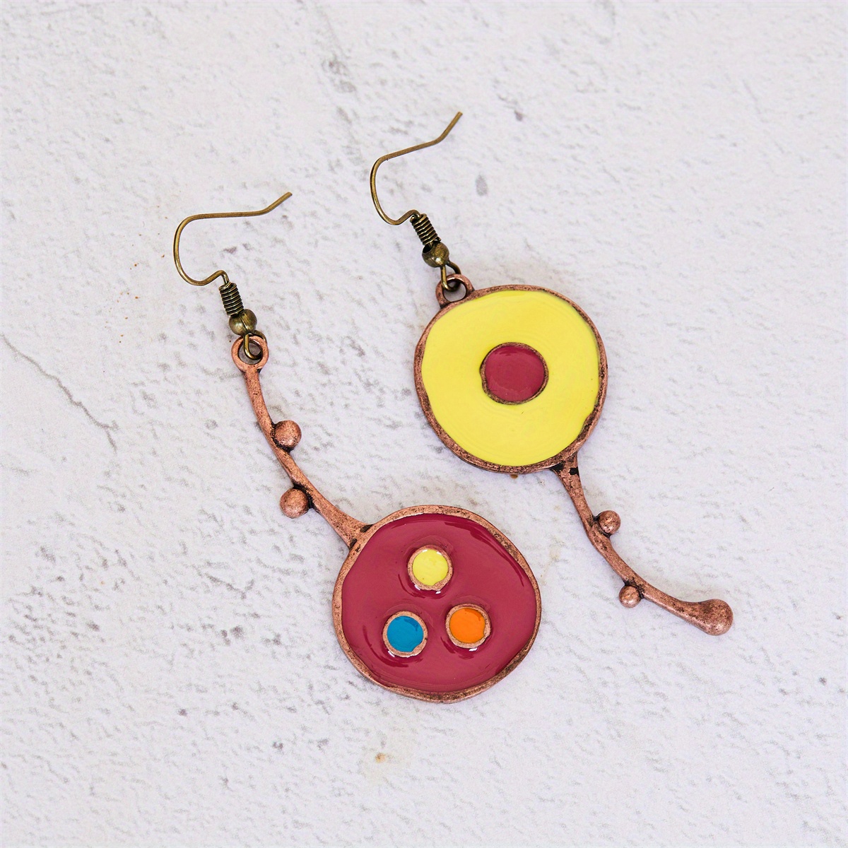 Bronze-colored-colored Bohemian Round Pattern Pendant Earrings Fashion Easy Party Gift