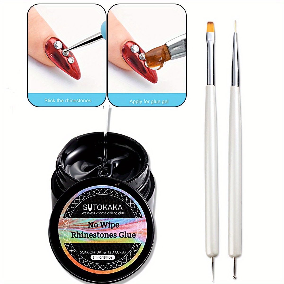 MEET ACROSS Nails Art 5ml Rhinestone Glue Gel Adhesive Resin Gem