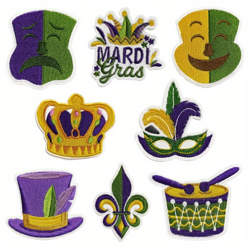 Iron On Applique Patch - Mardi Gras - Crafts - Mask Design - Embroidered/Sequins