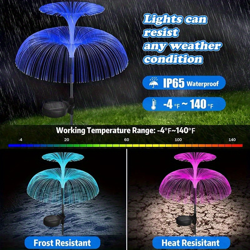 1 2 3 4pcs solar flower lights outdoor decorative waterproof solar yard light outside decorations color changing solar garden lights stake decor for pathway patio lawn party wedding holiday birthday details 1