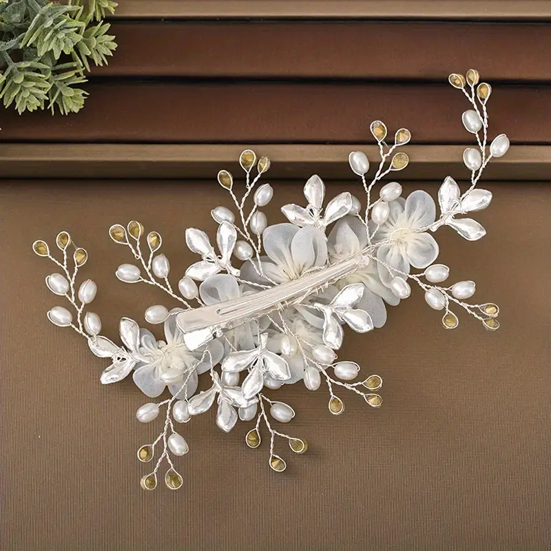 белая цветочная заколка для волос элегантное свадебное изысканное украшение заколка-утка платье для свадьбы аксессуары для волос детали 3