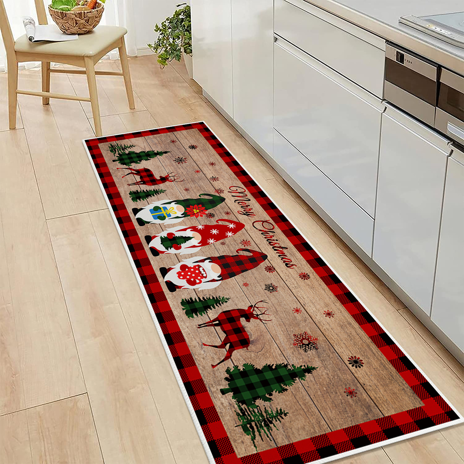 Christmas Festive Kitchen Rug Stain Resistant Waterproof - Temu