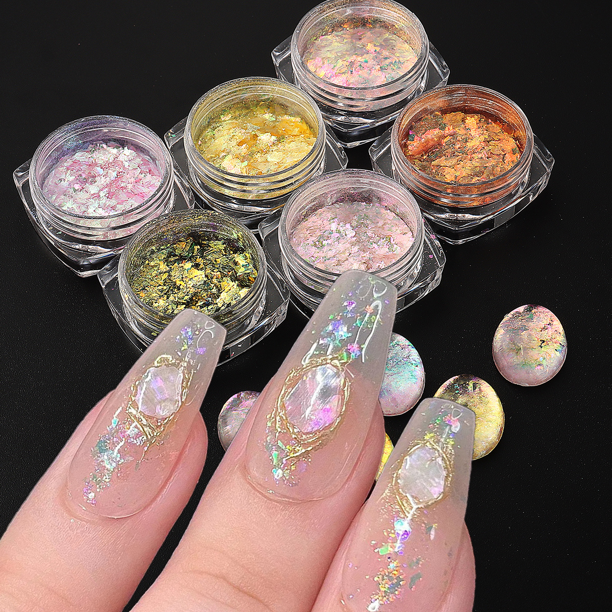 Mermaid Irregular Flakes Iridescent Nail Art Decorations - Temu