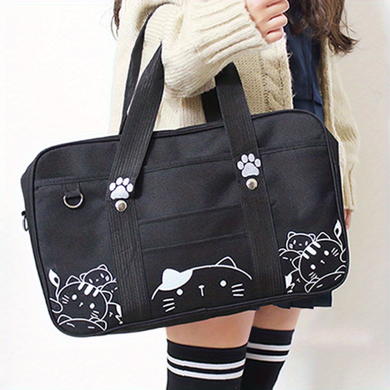 Cat Printed Jk Uniform Bag, Japanese Stuffed Anime Student Messenger Bag,  Portable Stylish Square Shoulder Bag - Temu