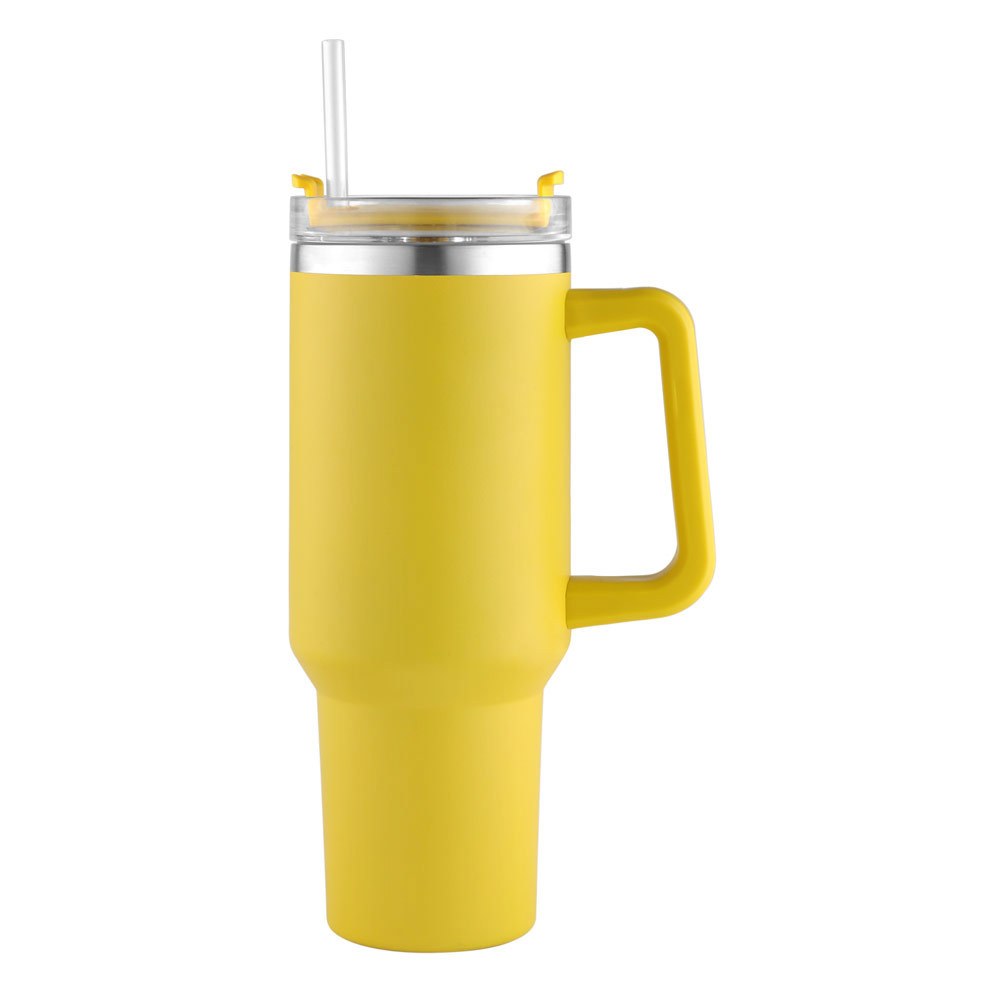 koodee 40 oz Tumbler Stainless Steel Vacuum Insulated Coffee Tumbler Travel  Mug with Handle and Straw (Lemon Yellow)