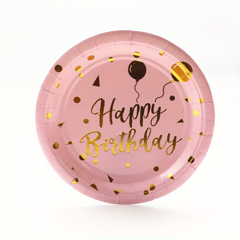 Happy Birthday Pink And Gold Dots Balloons