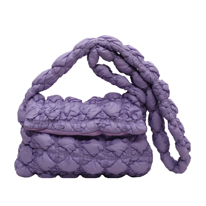Lightweight Solid Ruched Bag Casual Quilted Handbag