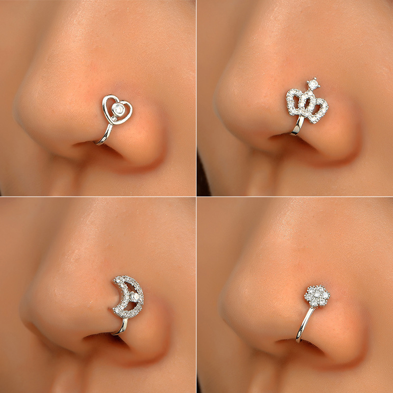 Simple Non perforated U shaped Nose Clip Zircon Star Love - Temu