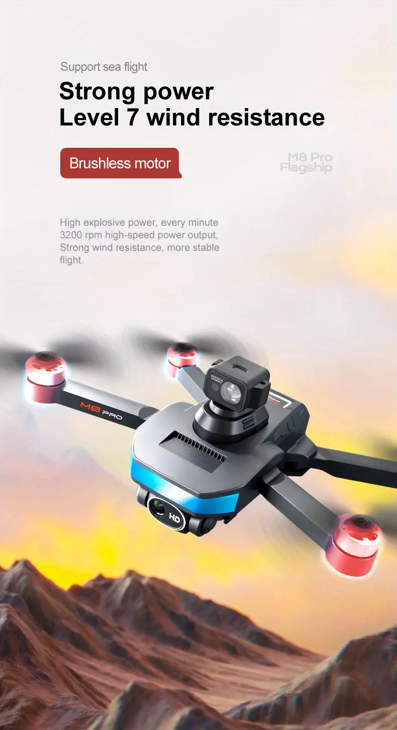 m8 gps positioning drone professional grade brushless motor intelligent obstacle avoidance optical flow positioning esc wifi hd dual camera 18 minutes flight time charging battery details 4