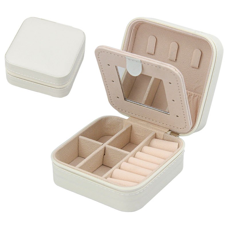 Simple Jewelry Storage Box Travel Small Earrings Necklace Pu - Temu