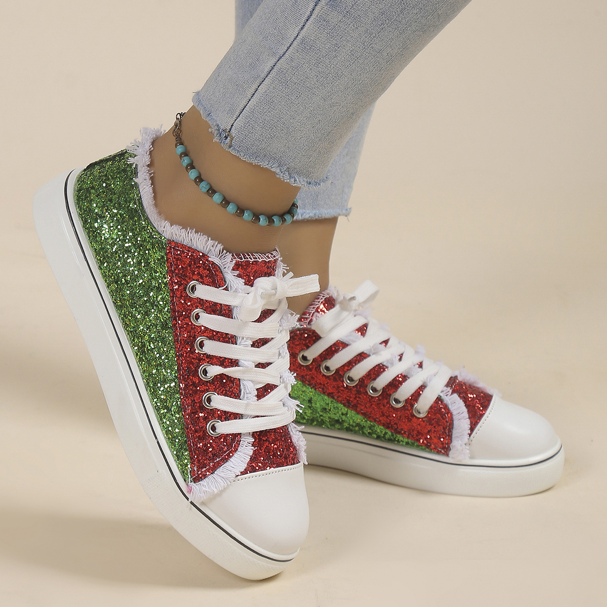 Women's Green Glitter Shoes