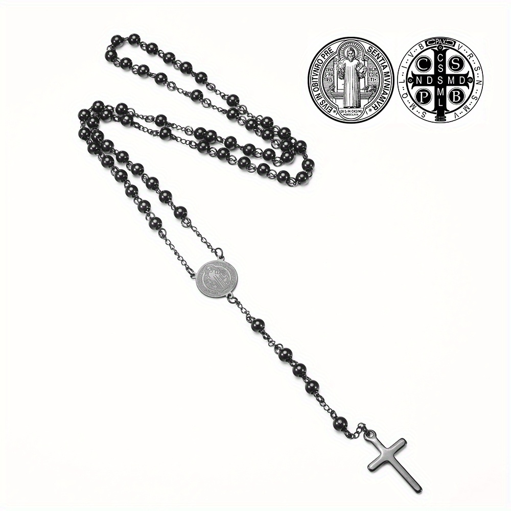 TALISMAN4U Deep Blue Rosary Beads Catholic Prayer Necklace with Saint  Benedict Crucifix Our Lady of Grace Medal Religious Gift Rosary Pouch,  Acrylic