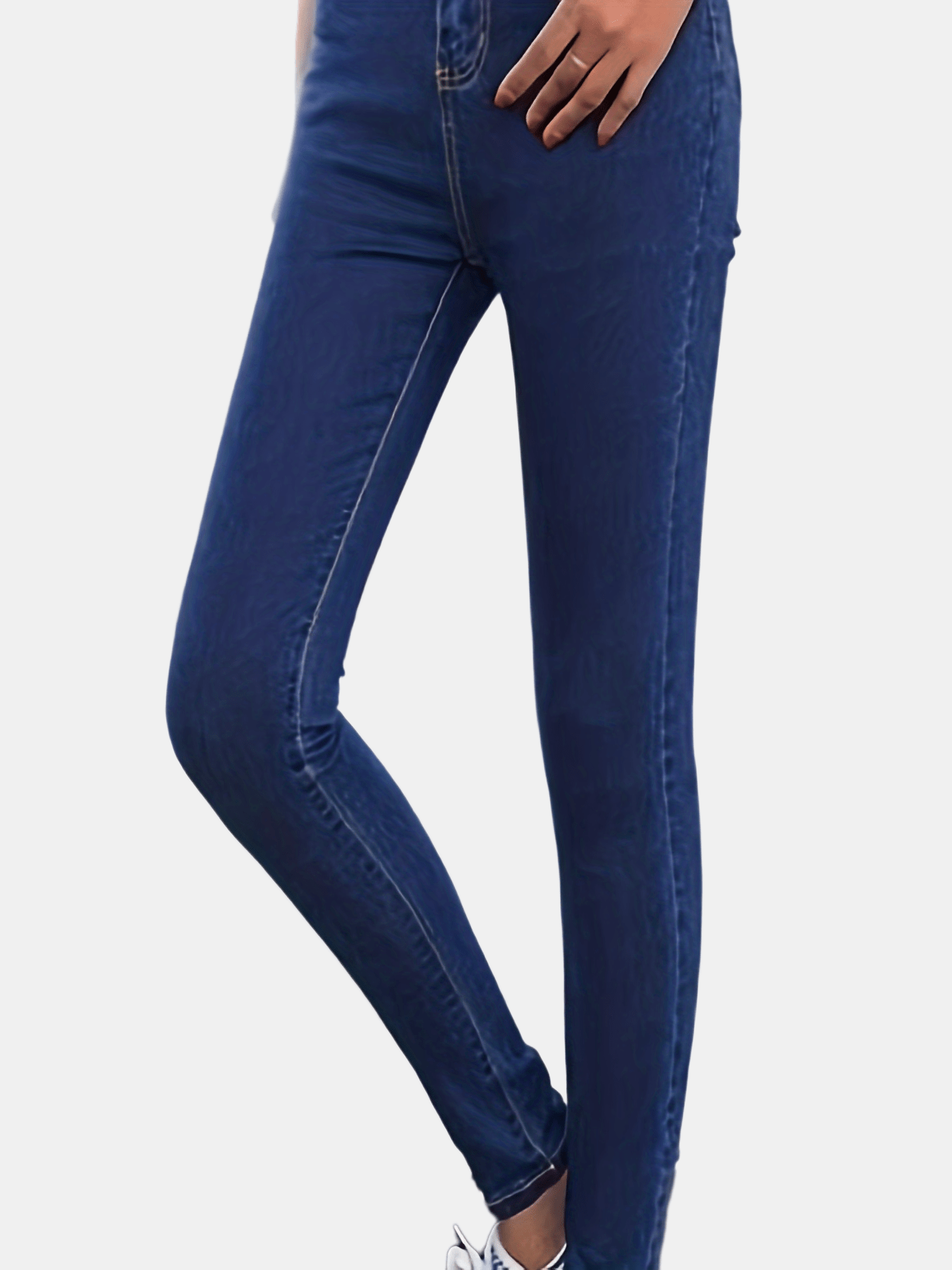 Women Skinny Jeans Solid Color High Waist Stretch Denim Pencil