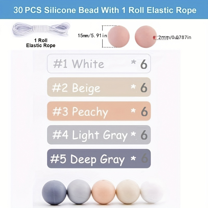 Round Silicone Beads Colorful Silicone Loose Beads For Diy - Temu