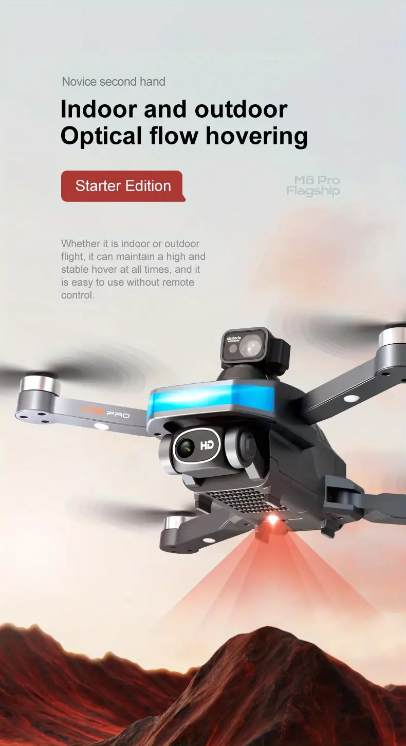m8 gps positioning drone professional grade brushless motor intelligent obstacle avoidance optical flow positioning esc wifi hd dual camera 18 minutes flight time charging battery details 8