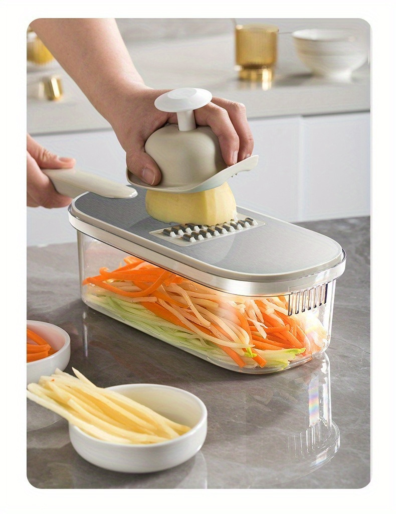 6in1 Vegetable Slicer, Multifunctional Fruit Slicer, Handle Food Grater,  Vegetable Grater, Cutter With Container, Potato Grinder, Household Potato  Chopper, Kitchen Stuff, Kitchen Gadgets - Temu