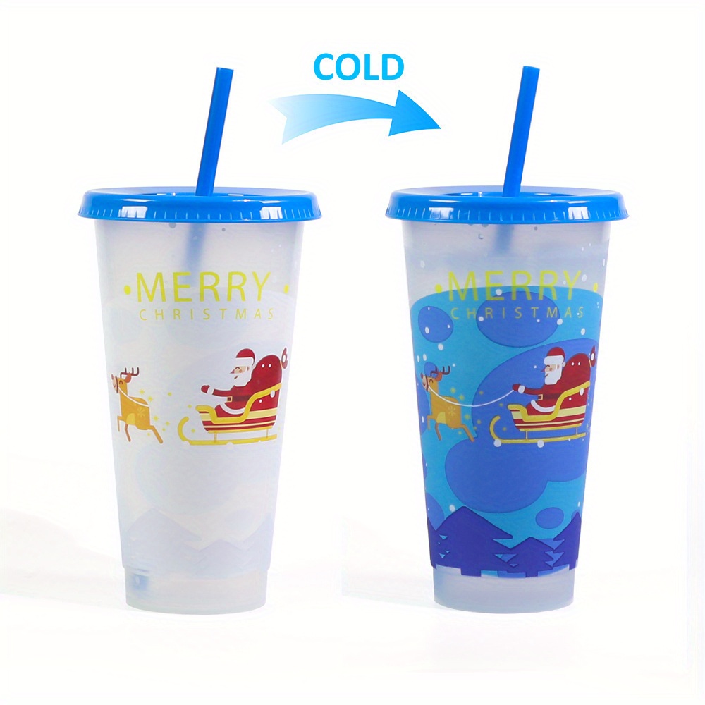 710ml Color Changing Cups Reusable Plastic Christmas Cup with
