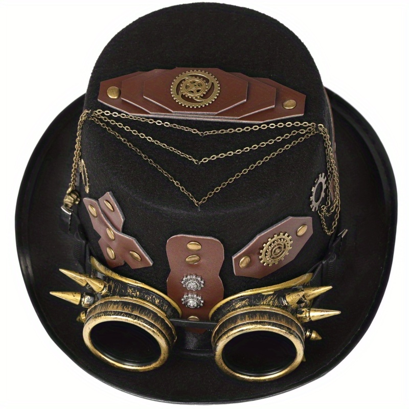 Uozonit Steampunk Zylinder - Herren Hut Mit Abnehmbarer Brille Für Cosplay & Halloween