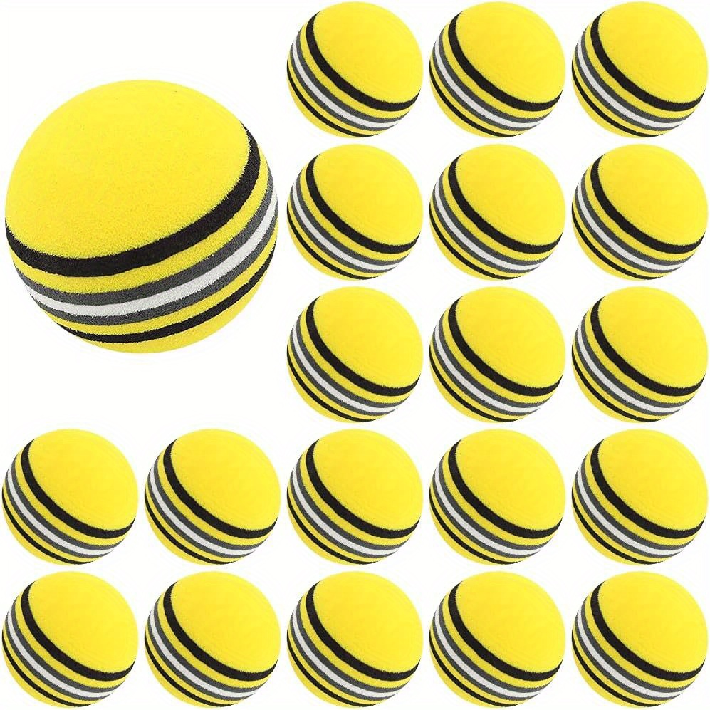 Image of Doribiru 20pcs Eva Foam Golf Balls, 42mm/1.65in, Rainbow Striped, Soft Practice Training Balls For Adults, Red/blue/yellow