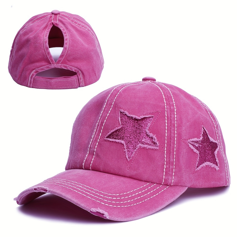 Ladies Outdoor Holes Five-pointed Star Patch Cloth Baseball Cap Cap Western Patch Cloth Cap