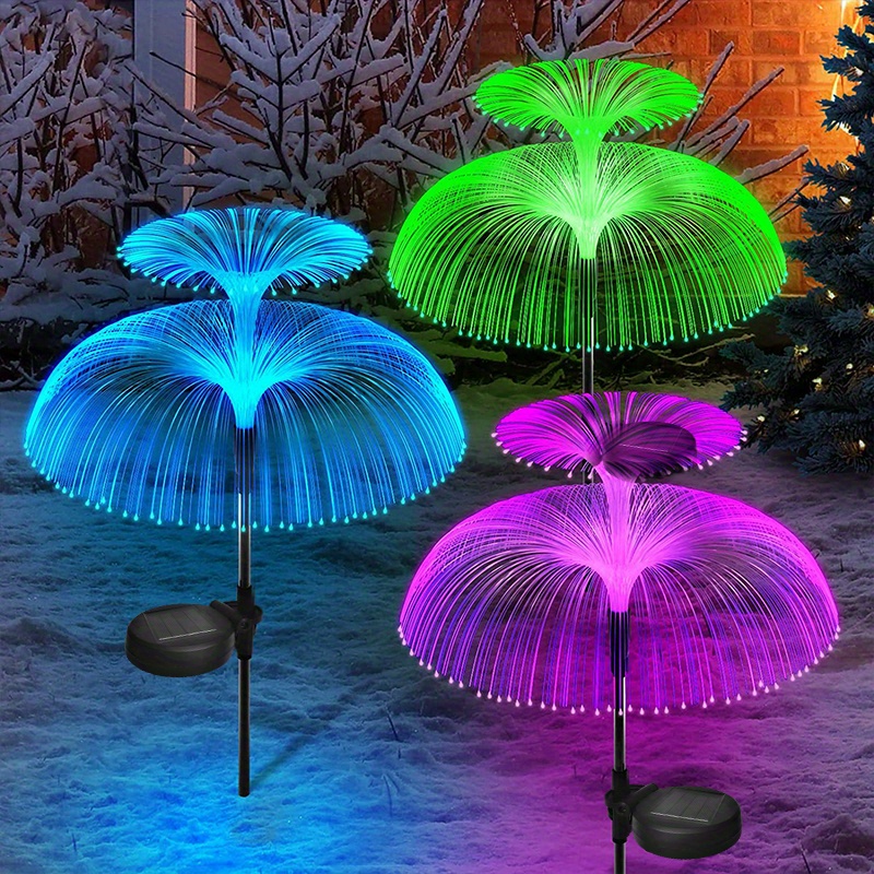 1 2 3 4pcs solar flower lights outdoor decorative waterproof solar yard light outside decorations color changing solar garden lights stake decor for pathway patio lawn party wedding holiday birthday details 0