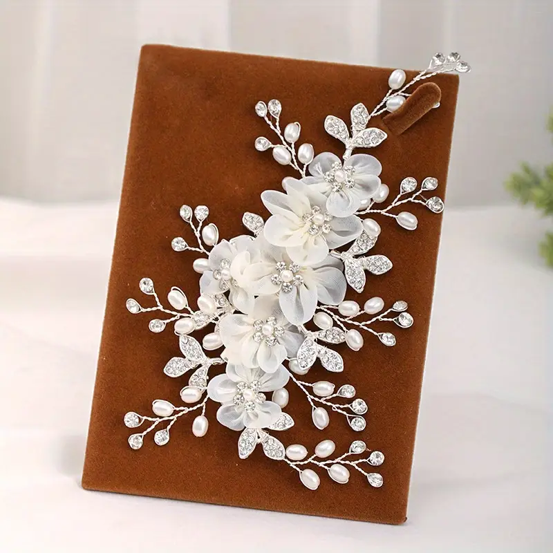 белая цветочная заколка для волос элегантное свадебное изысканное украшение заколка-утка платье для свадьбы аксессуары для волос детали 2