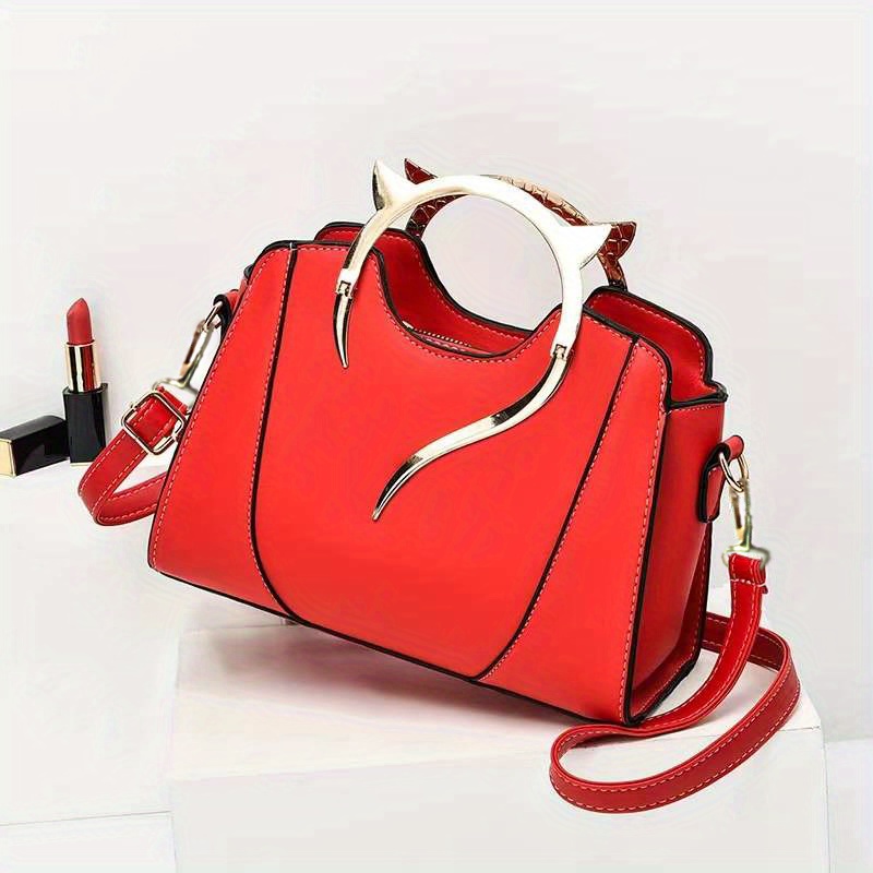 Red Pu Leather Ladies Fashion Bags