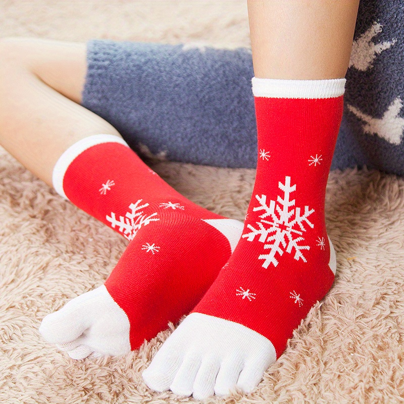 1 par de calcetines navideños para niños de mujer Cinco dedos de los pies Calcetines  Divertidos regalos de Navidad
