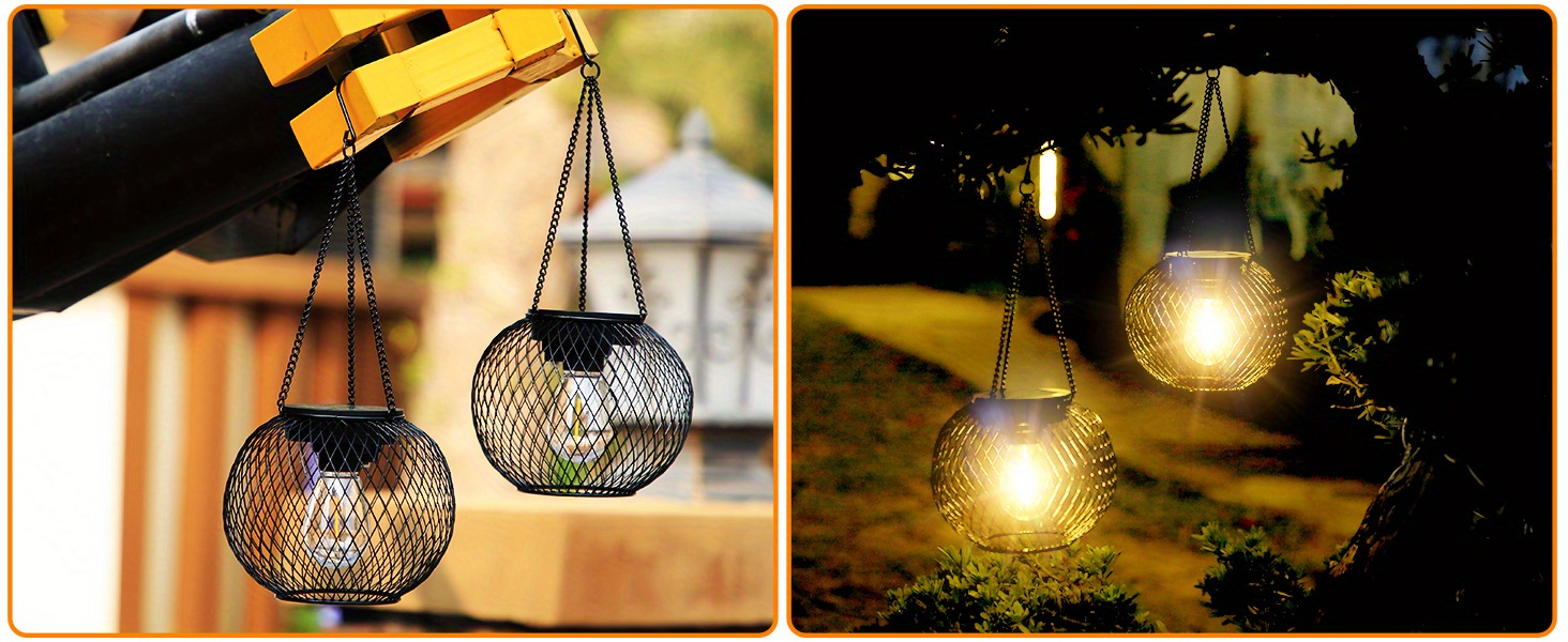 2pcs solar garden lights antique metal hanging chandelier with semi flush mount outdoor decorative lighting solar powered tree lamps for patio yard pathway solar outdoor lights details 2