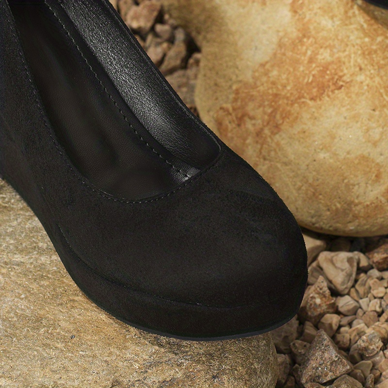 Women's Platform Wedge Heels, Comfortable Almond Toe Slip On Shoes, Women's  Footwear