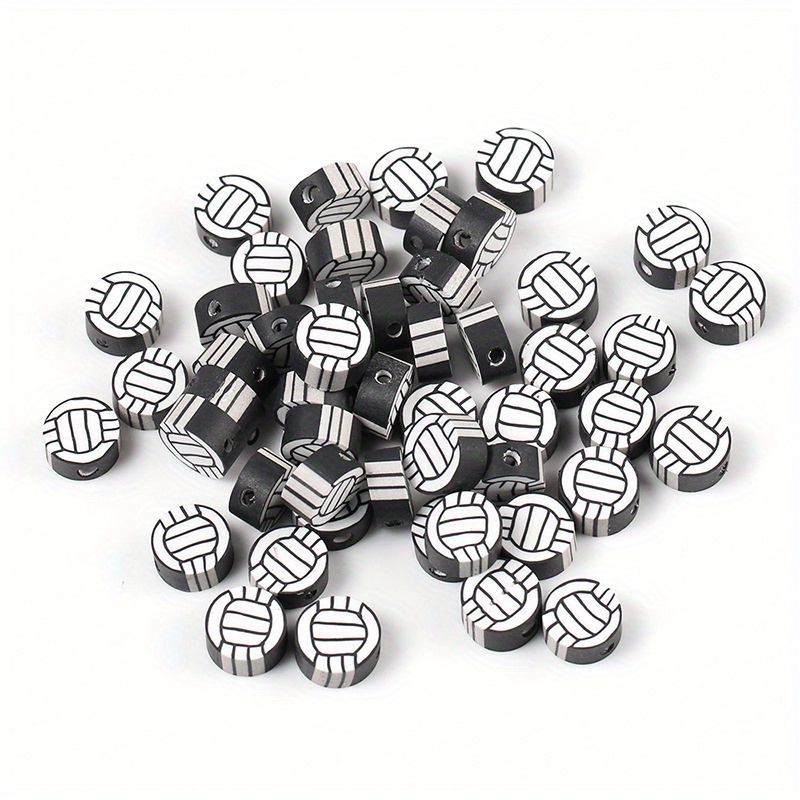 Black White Clay Beads 20pcs/lot Beads With Cartoon Pattern