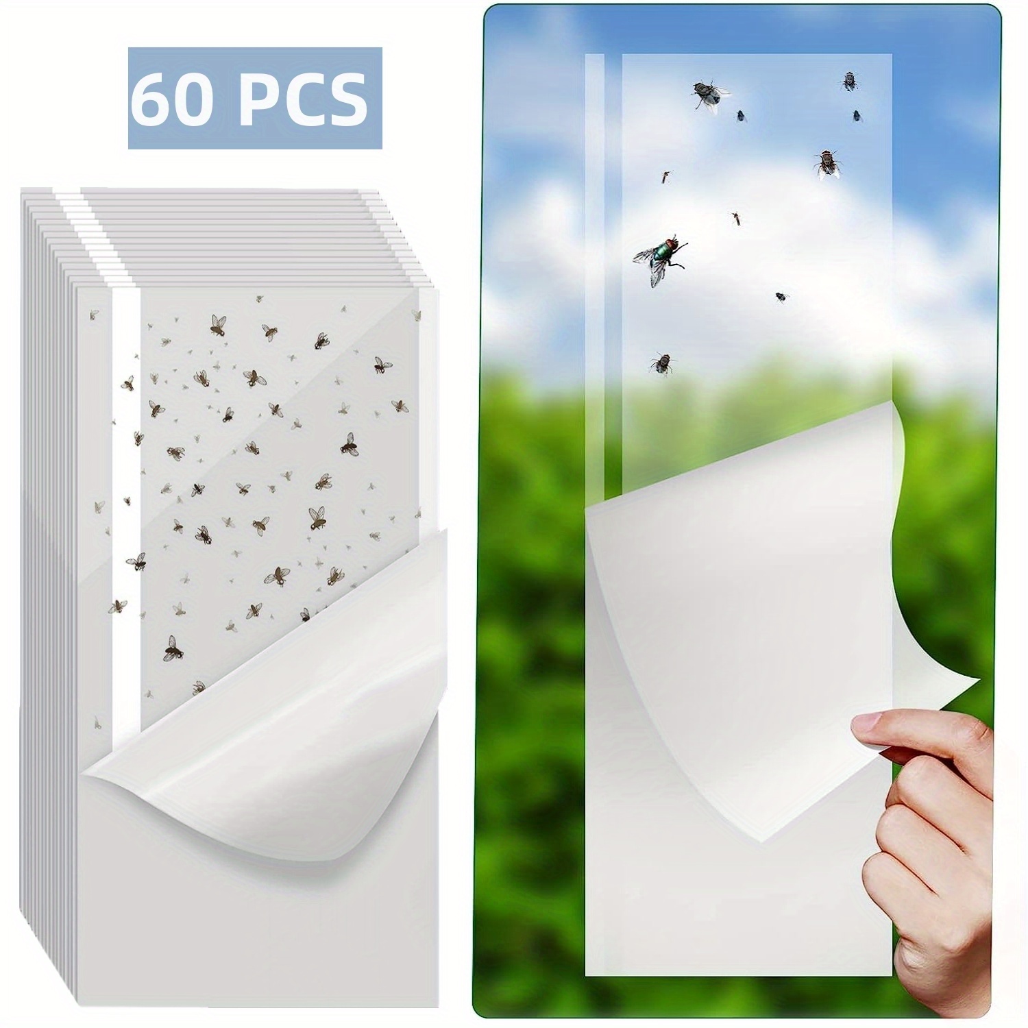 30Pcs Window Fly Traps Indoor, Fly Paper Sticky Strips, Fruit Fly