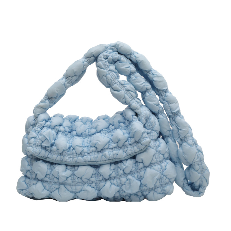Lightweight Solid Ruched Bag Casual Quilted Handbag