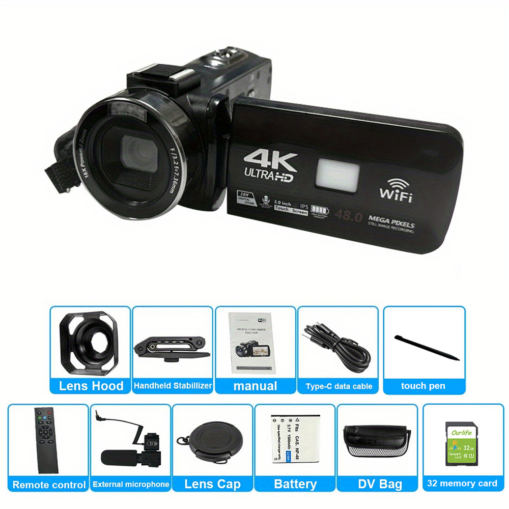 Videocamera WIFI digitale 4K Full HD 16MP DV videocamera