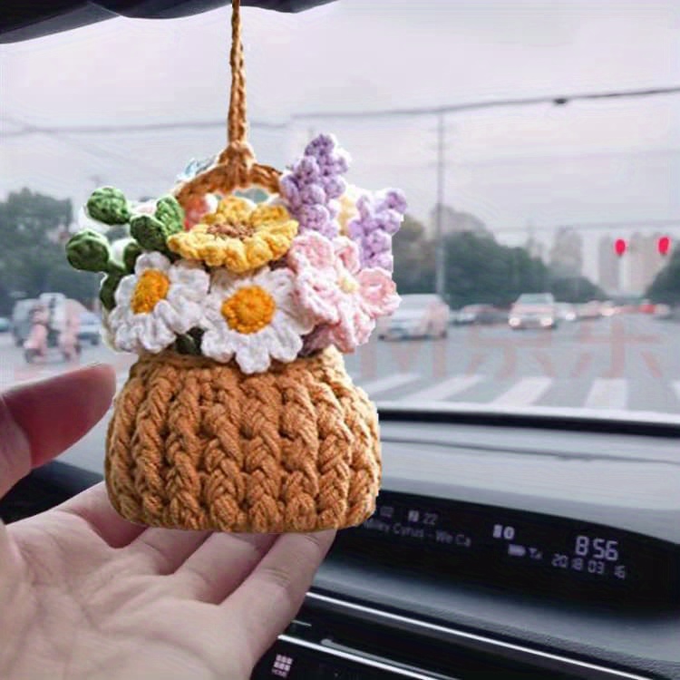 Mignon Pot De Fleurs Au Crochet, Accessoires De Rétroviseur