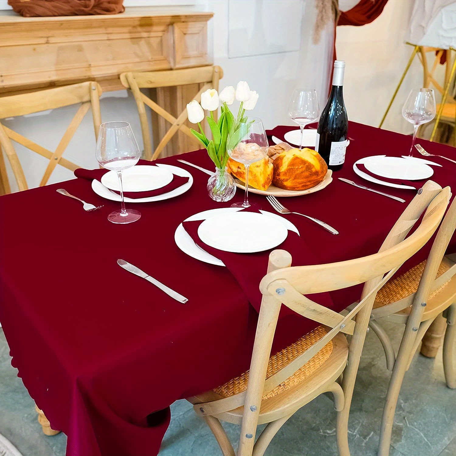 Set Of 12 30x45cm Table Cloth Napkins Cotton Durable Fabric Reusable  Uniform Color For Kitchen Dining Easter Wedding Decoration