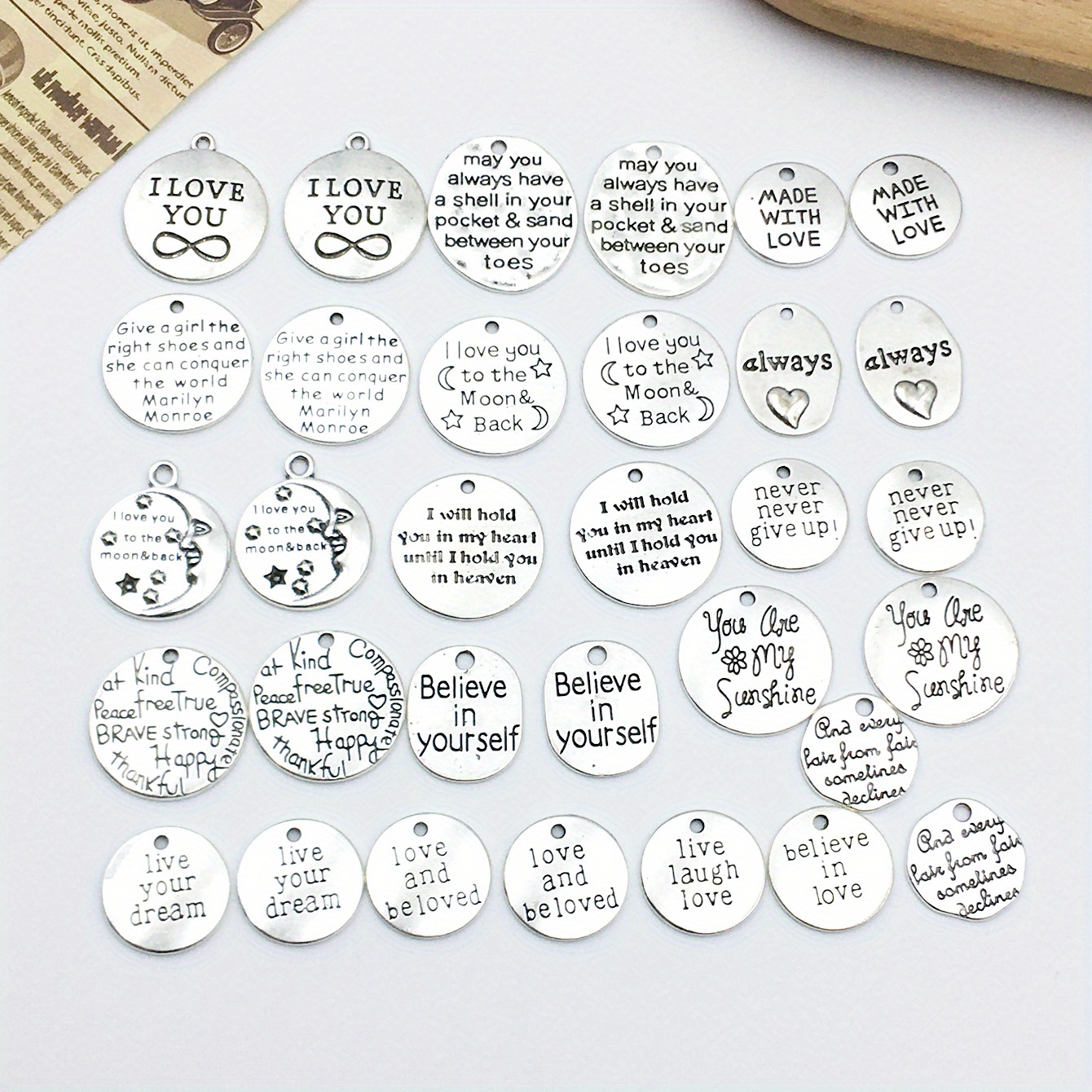 Engraved Inspiration Word Charms Pendants For Necklaces - Temu