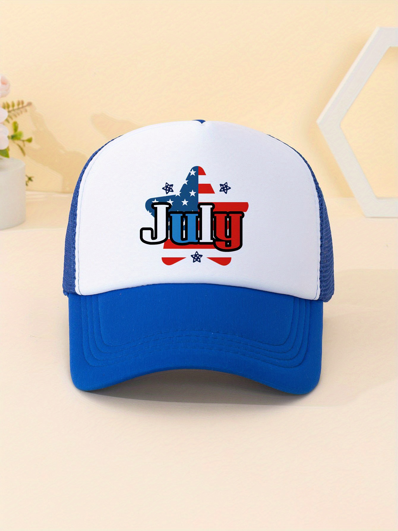 July Flag Print Baseball Unisex Candy Color Mesh Trucker - Temu United ...