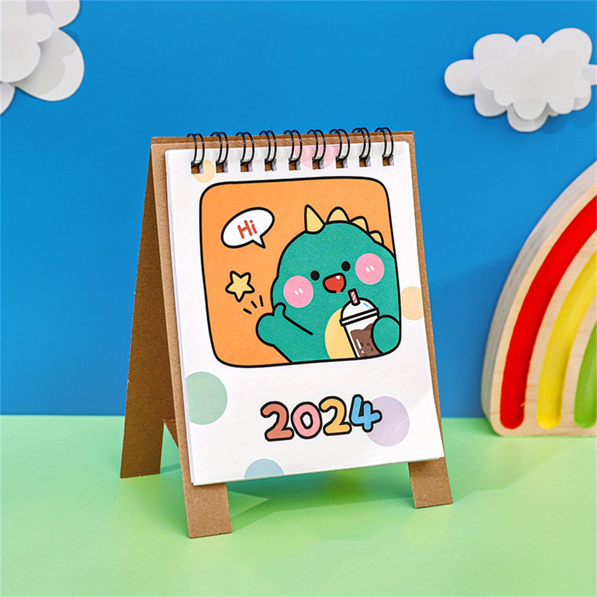 Calendrier d'activités de bureau 2024 - Mini calendrier 2024 - Motif dessin  animé - Pour décoration de bureau à la maison - Calendrier de bureau 2024