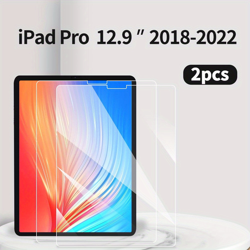 2 PCS Protecteur D'écran Pour IPad Pro 12,9 2022/2021/2020/2018  (6e/5e/4e/3e Génération) En Verre Trempé, Ultra HD, Anti-rayures,  Compatible Avec