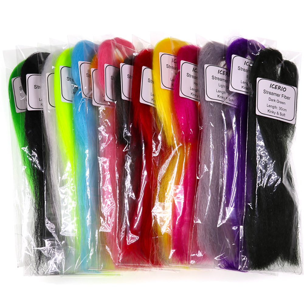 Image of 14packs Random Color Crimped Kinky Streamer Fiber Minnow Fiber Fly Tying Material For Saltwater Baitfish Pike Flies