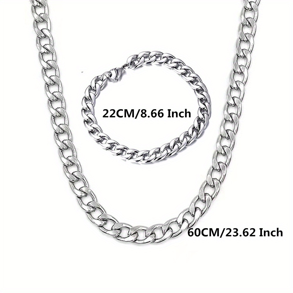 Stainless Steel Chain Necklace 20-21 Inch Black/Silver