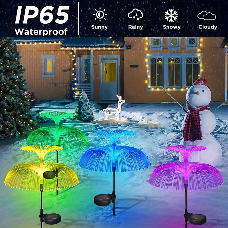 1 2 3 4pcs solar flower lights outdoor decorative waterproof solar yard light outside decorations color changing solar garden lights stake decor for pathway patio lawn party wedding holiday birthday details 2